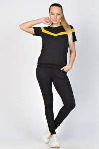 Костюм спортивный женский "К 064" футер с лайкрой (цвет желто-черный)
