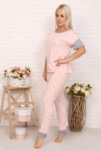 Пижама женская "22502" кулирка пенье (цвет розовый)