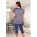 Костюм домашний женский "1431" кулирка с лайкрой (розы, цвет синий)