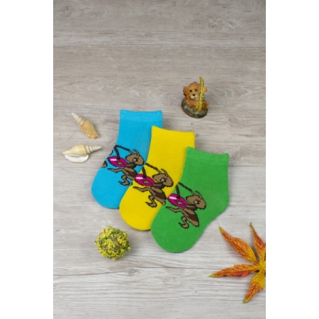 Носки детские "Черри" трикотаж (цвет в ассортименте, 3 пары)