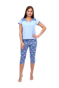 Пижама женская "М55" кулирка (цвет голубой)