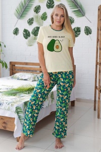 Пижама женская "ПЖ 013" кулирка (AVO SLEEP, цвет зеленый)