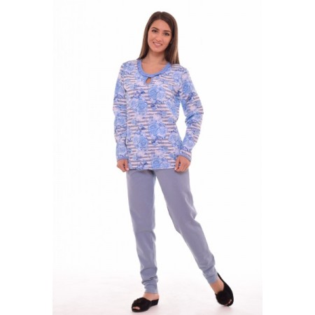 Пижама женская "1-101б" футер (цвет голубой)