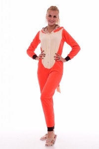 Пижама женская кигуруми "1-153" велюр (цвет оранжевый)