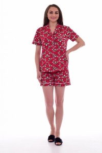 Пижама женская "1-178б" кулирка (цвет красный)