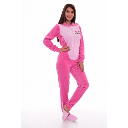 Пижама женская кигуруми "1-155а" велюр (цвет розовый)
