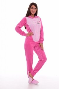 Пижама женская кигуруми "1-155а" велюр (цвет розовый)