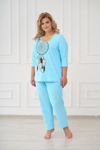 Пижама женская "0661" махра (цвет бирюзовый)