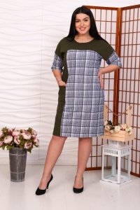 Платье женское "Элегия  П-501" футер (цвет хаки)