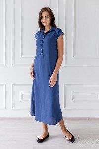 Платье женское "Леонора" ткань плательная (цвет синий)