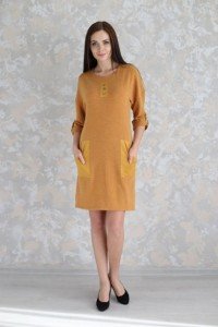 Платье женское "Зарина" трикотажное полотно (цвет горчичный)