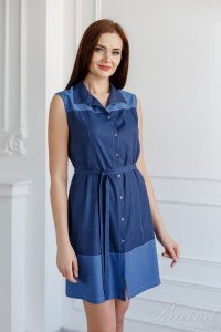 Платье женское "Ярославна" джинс тенсил (цвет синий)