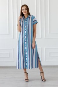 Платье женское "Наоми" вискоза, лен (цвет голубой)