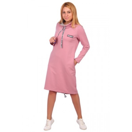 Платье женское "П-120" футер (цвет пудровый)