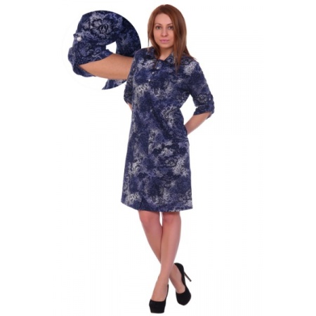 Платье женское "П-125" кулирка (ажур, цвет синий)