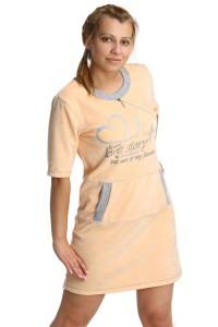Платье женское теплое "П-058" велюр (цвет персиковый)