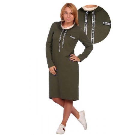 Платье женское "П-120" футер (цвет хаки)