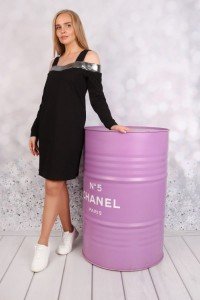 Платье женское "М676" футер с лайкрой (цвет черный)