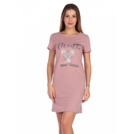 Платье домашнее женское "М725" кулирка (принт, цвет розовый)
