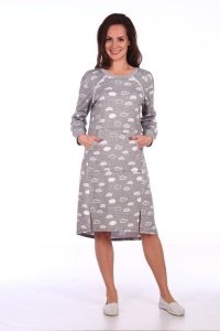 Платье женское теплое "1054" футер с начесом (цвет серый)