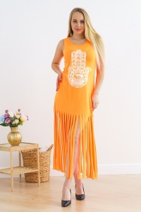 Платье женское "П 213" кулирка с лайкрой (цвет оранжевый неон)
