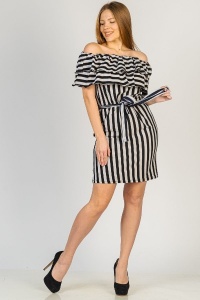 Платье женское "П 274" кулирка (полоса, цвет черно-белый)