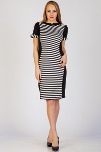 Платье женское "П 268" футер (полоска, цвет черный)