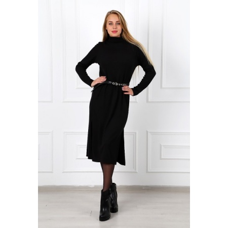 Платье-водолазка женское "П 239" кашкорсе (цвет черный)