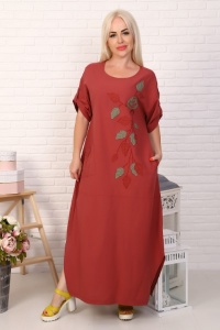 Платье женское "3482" лен (цвет кирпичный)