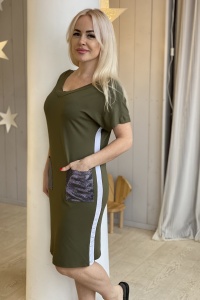 Платье женское "7092" вискоза (цвет хаки)