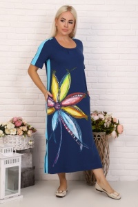 Платье женское "5576" кулирка (цвет синий, бирюзовый)