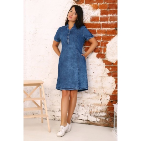 Платье женское "6880" джинса (цвет синий)