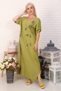 Платье женское "3482" лен (цвет фисташковый)