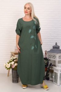 Платье женское "3481" лен (цвет зеленый)