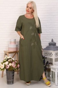 Платье женское "3481" лен (цвет хаки)