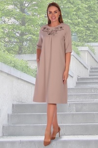 Платье женское "Линда" лен Тайвань (цвет бежевый)