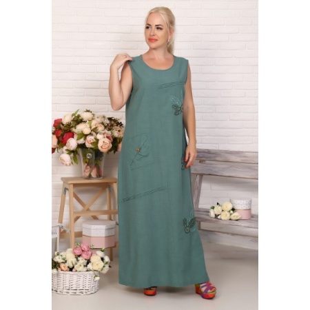 Платье женское "3492" лен (цвет светло-зеленый)