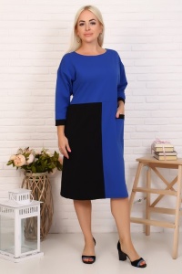 Платье женское "15509" футер двухнитка с лайкрой (цвет синий)