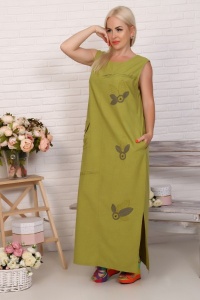 Платье женское "3492" лен (цвет фисташковый)
