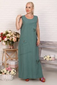Платье женское "3492" лен (цвет светло-зеленый)