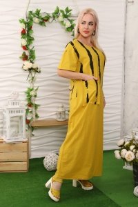 Платье женское "3474" лен (цвет желтый)
