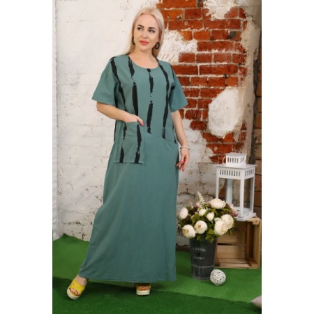 Платье женское "3474" лен (цвет светло-зеленый)