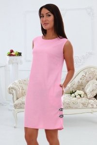 Платье женское "13605" лен (цвет розовый)