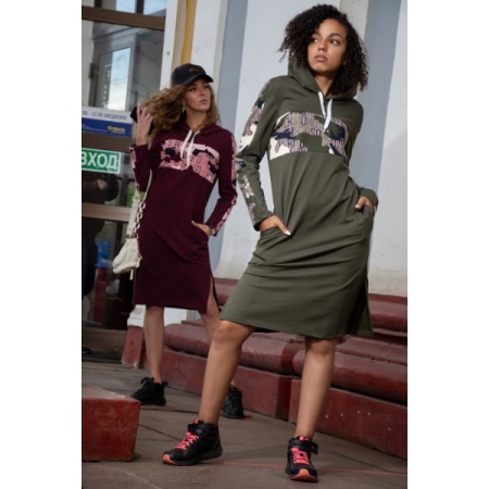 Платье женское "7253" футер двухнитка с лайкрой (цвет хаки)