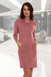 Платье женское "Особа" эко-замша (цвет розовый)