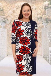 Платье женское "Директор" ангора (цвет темно-синий, красный)