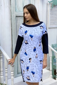 Платье женское "3646" футер двухнитка (цвет темно-синий)
