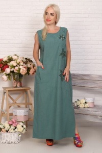 Платье женское "3496" лен (цвет светло-зеленый)