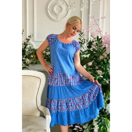 Платье женское "1159" кулирка (цвет синий)
