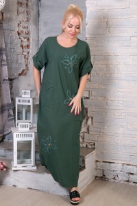 Платье женское "3478" лен (цвет зеленый)